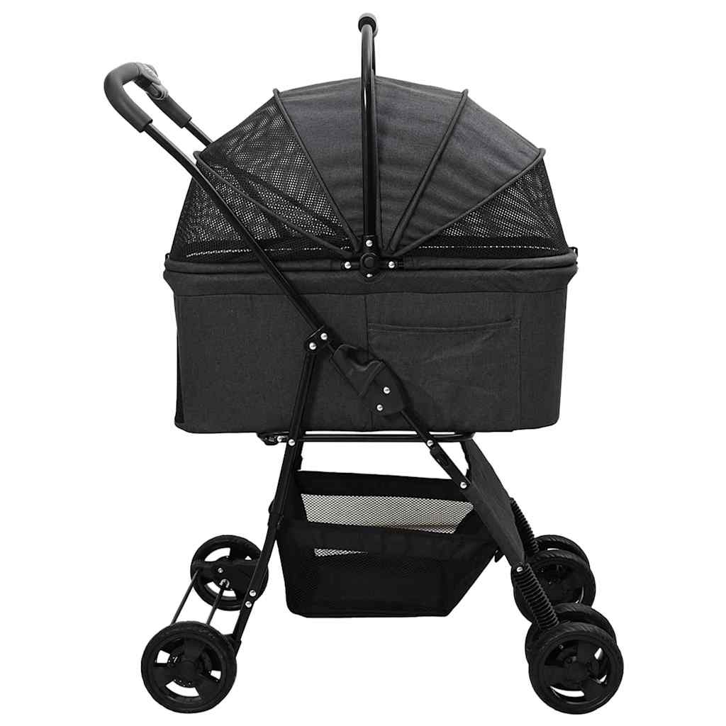 Folding Pet Stroller Adjustable Black 81 x 47 x 99 cm Polyester