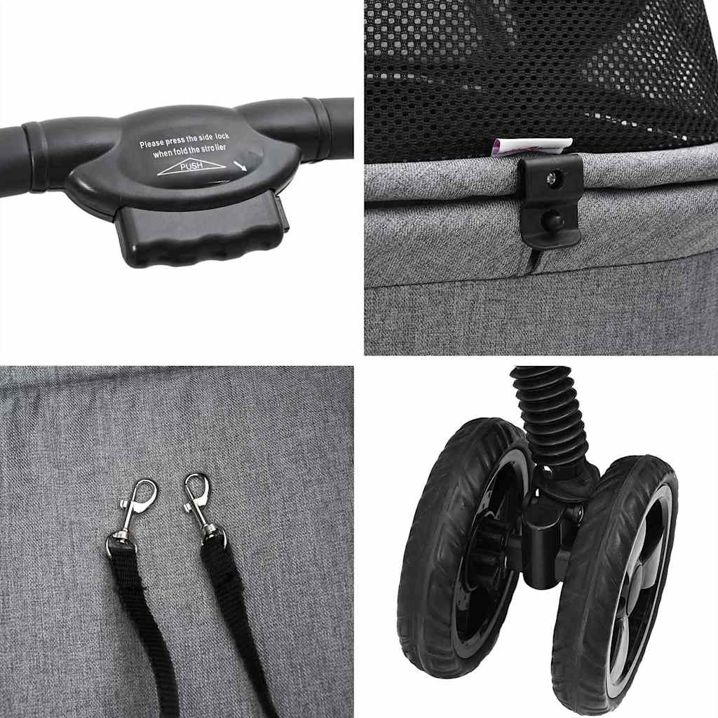 Folding Pet Stroller Adjustable Grey 81 x 47 x 99 cm Polyester