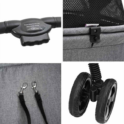 Folding Pet Stroller Adjustable Grey 81 x 47 x 99 cm Polyester