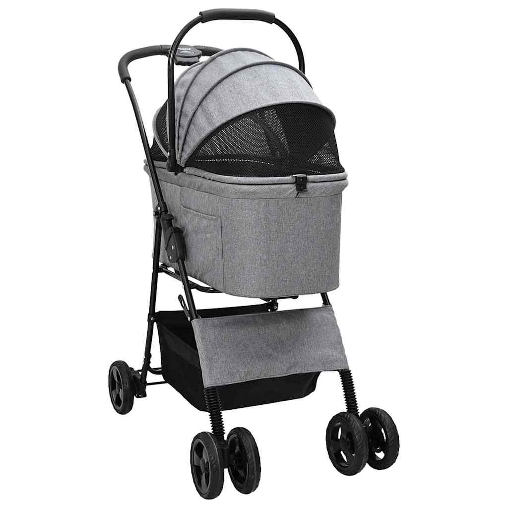 Folding Pet Stroller Adjustable Grey 81 x 47 x 99 cm Polyester