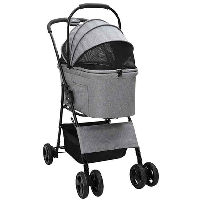 Folding Pet Stroller Adjustable Grey 81 x 47 x 99 cm Polyester