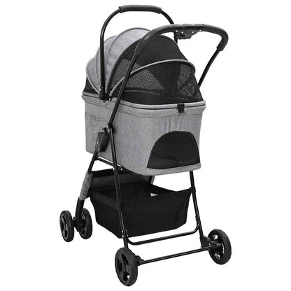Folding Pet Stroller Adjustable Grey 81 x 47 x 99 cm Polyester
