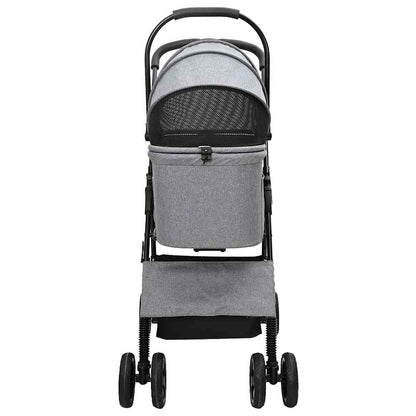 Folding Pet Stroller Adjustable Grey 81 x 47 x 99 cm Polyester