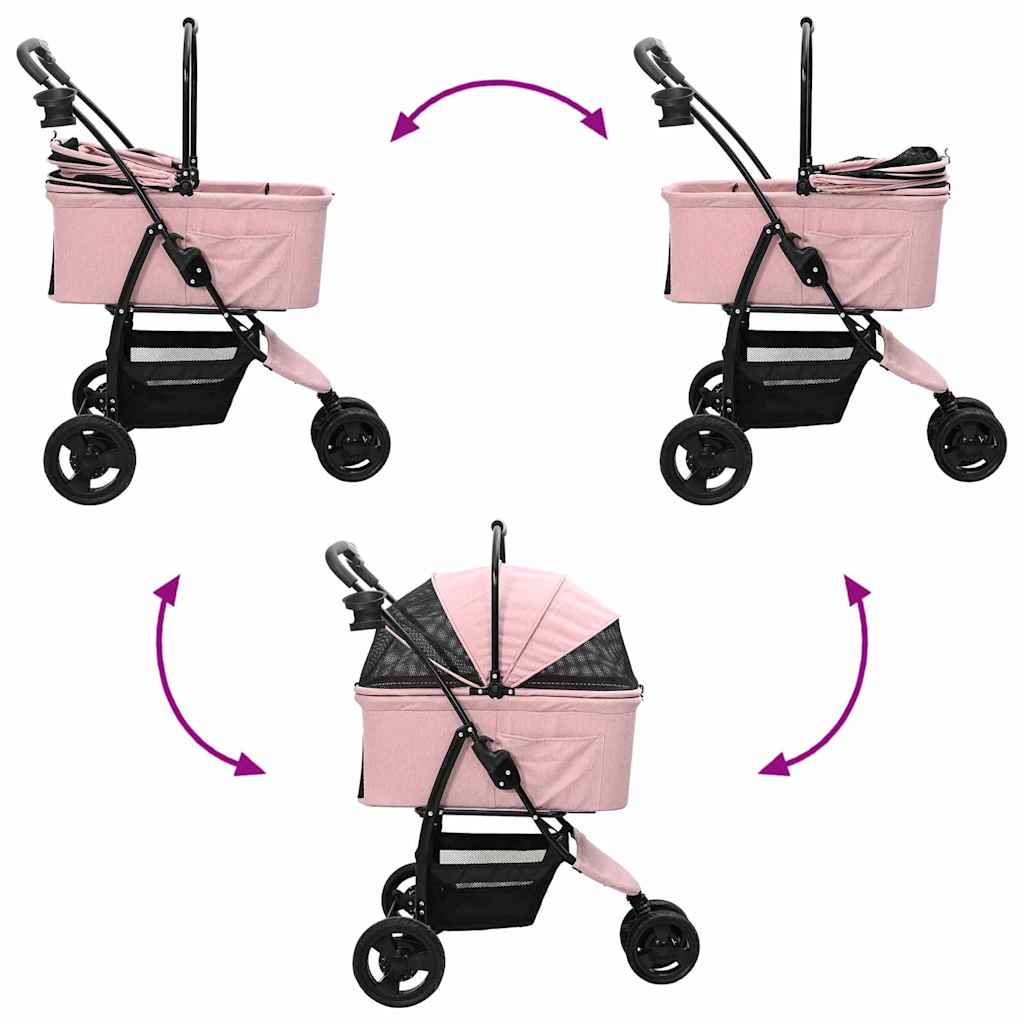 Folding Pet Stroller Adjustable Pink 78 x 54 x 101 cm Polyester
