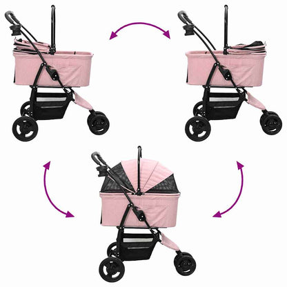 Folding Pet Stroller Adjustable Pink 78 x 54 x 101 cm Polyester