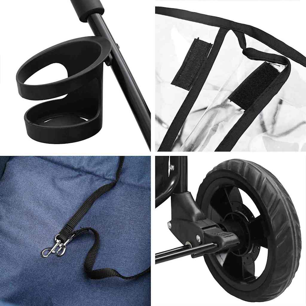 Folding Pet Stroller Adjustable Blue 78 x 54 x 101 cm Polyester