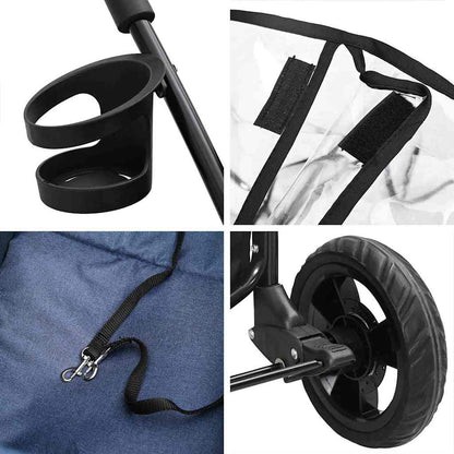 Folding Pet Stroller Adjustable Blue 78 x 54 x 101 cm Polyester