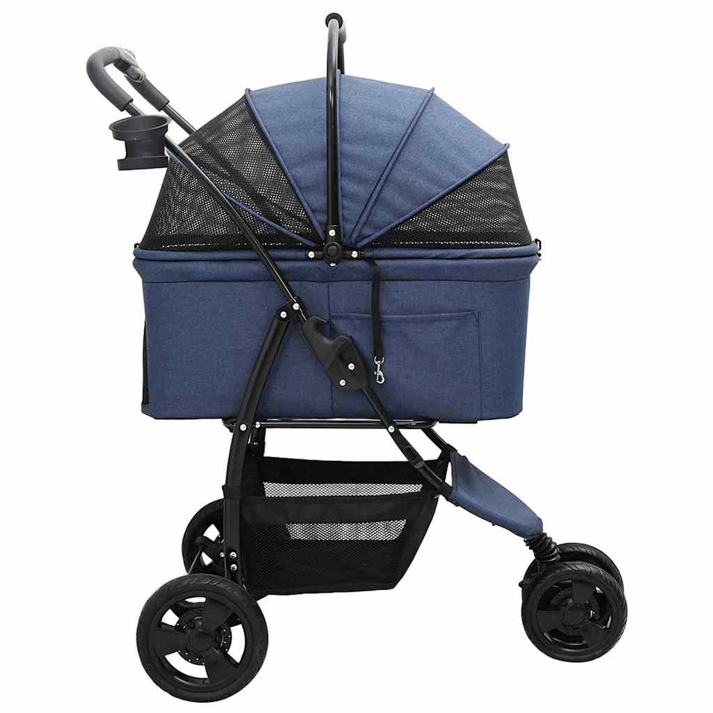 Folding Pet Stroller Adjustable Blue 78 x 54 x 101 cm Polyester