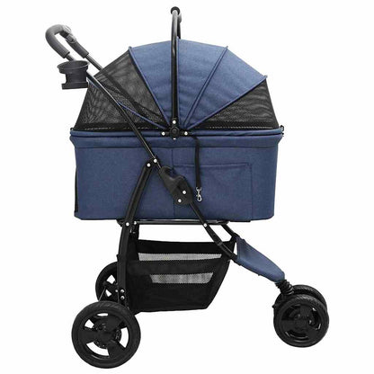Folding Pet Stroller Adjustable Blue 78 x 54 x 101 cm Polyester