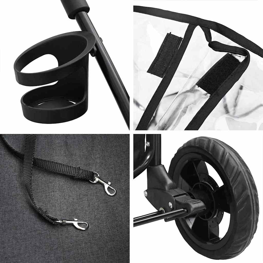 Folding Pet Stroller Black 78 x 54 x 101 cm Polyester