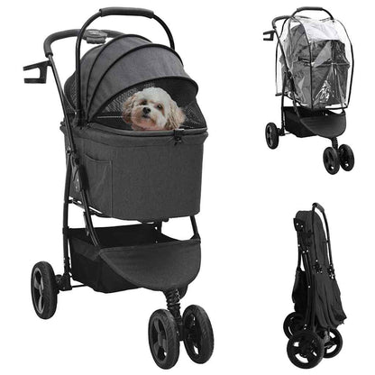 Folding Pet Stroller Black 78 x 54 x 101 cm Polyester