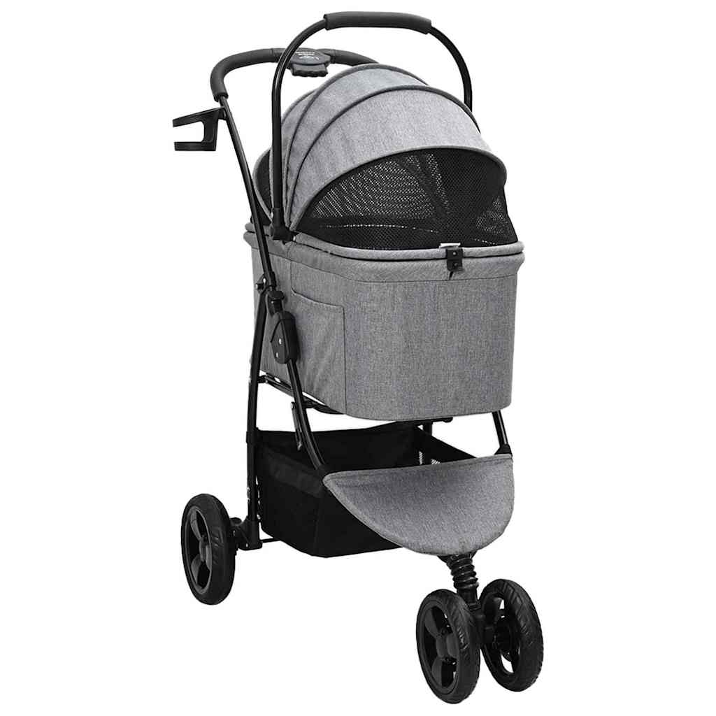 Folding Pet Stroller Adjustable Grey 78 x 54 x 101 cm Polyester