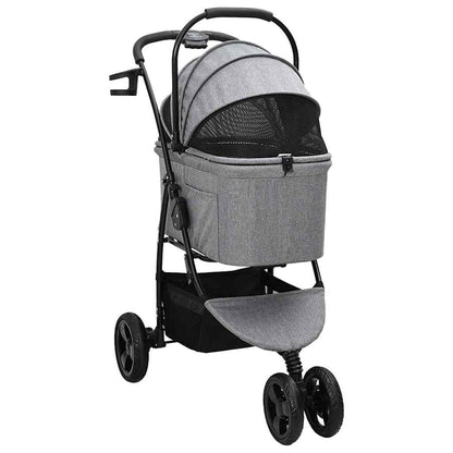 Folding Pet Stroller Adjustable Grey 78 x 54 x 101 cm Polyester
