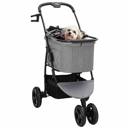 Folding Pet Stroller Adjustable Grey 78 x 54 x 101 cm Polyester