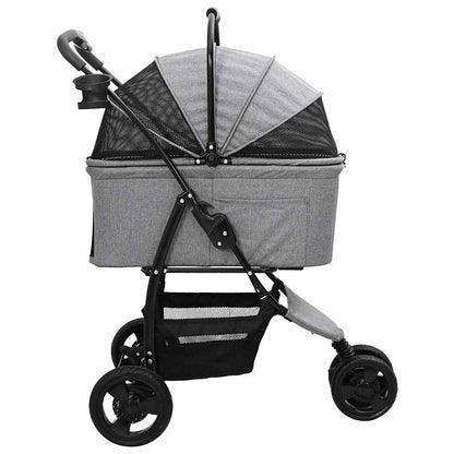 Folding Pet Stroller Adjustable Grey 78 x 54 x 101 cm Polyester