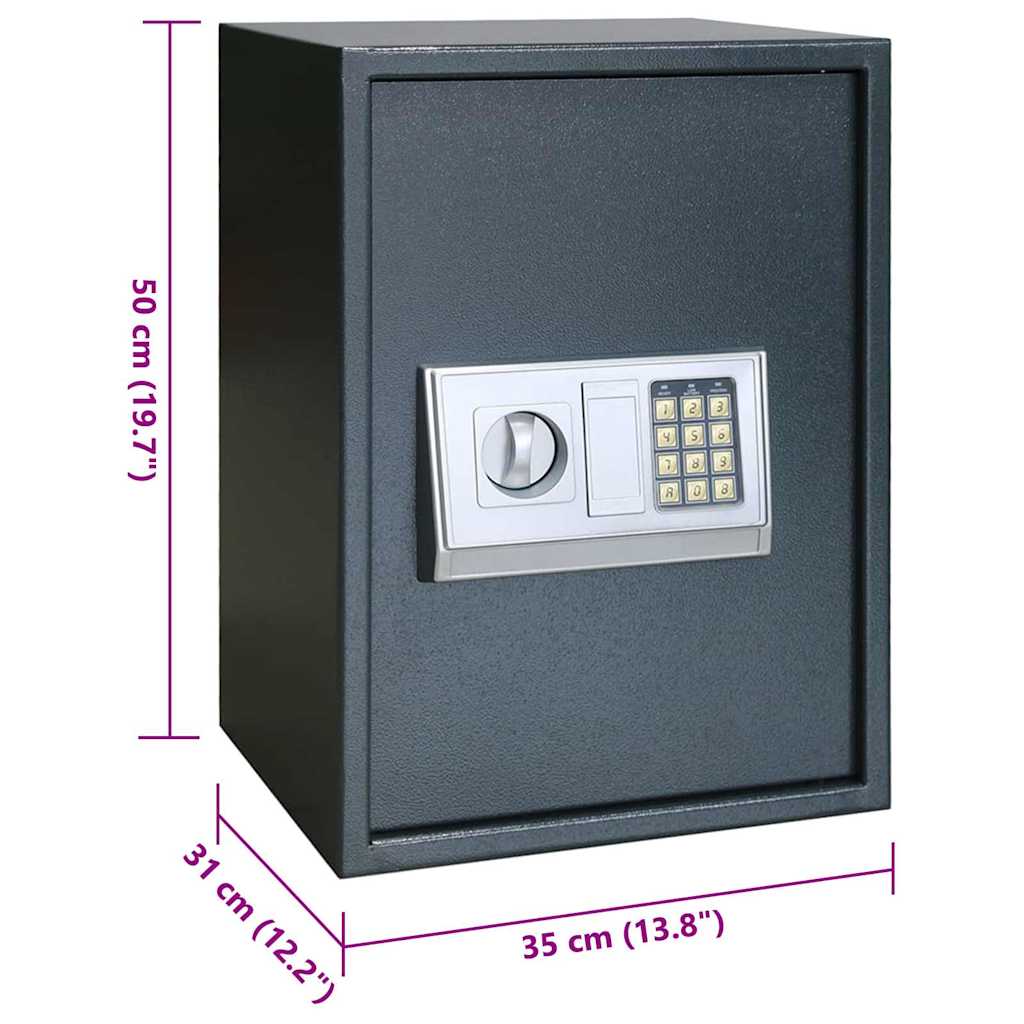 Digital Safe with Lock Dark grey 35 x 31 x 50 cm Steel