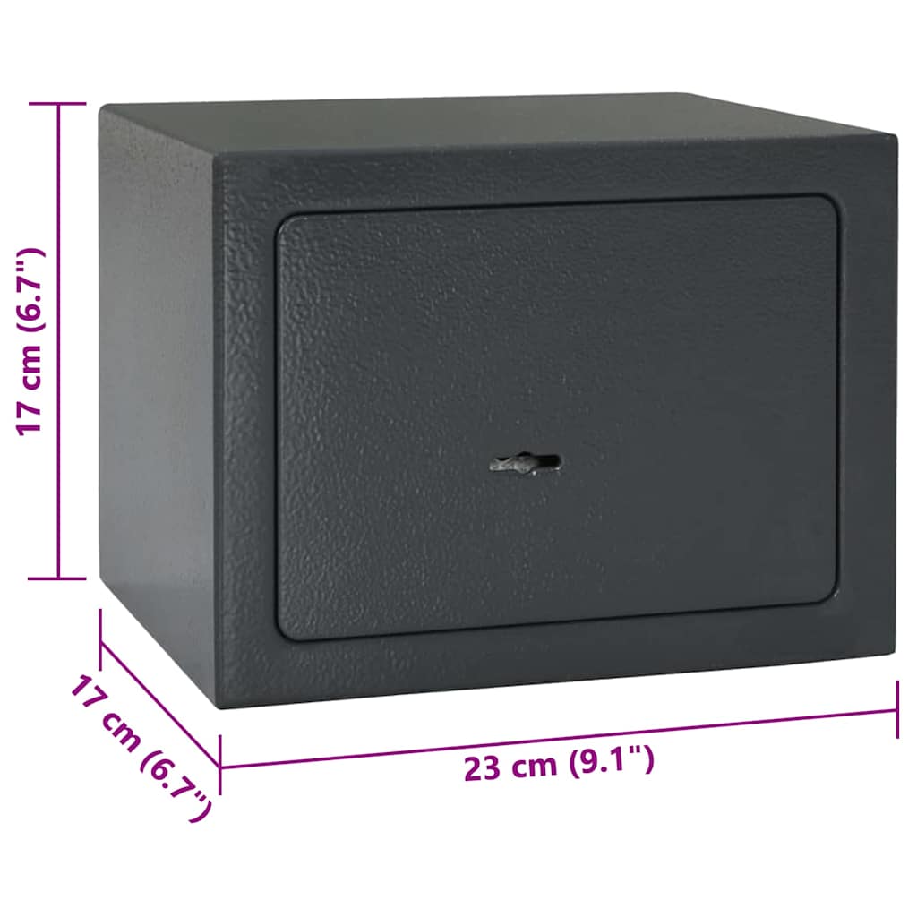 Safe Box with Lock Dark grey 23 x 17 x 17 cm Steel