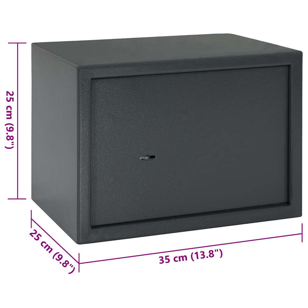 Safe Box with Lock Dark grey 35 x 25 x 25 cm Steel