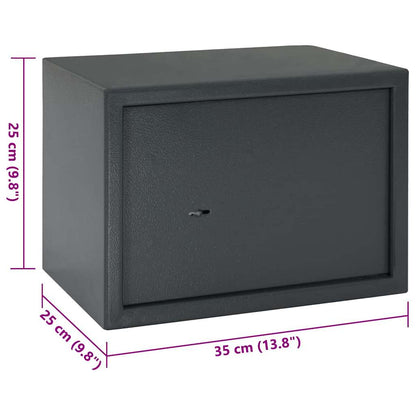 Safe Box with Lock Dark grey 35 x 25 x 25 cm Steel
