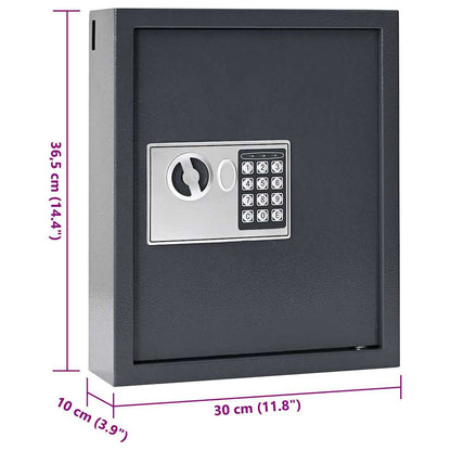 Digital Safe with Lock Dark grey 30 x 10 x 36.5 cm Steel