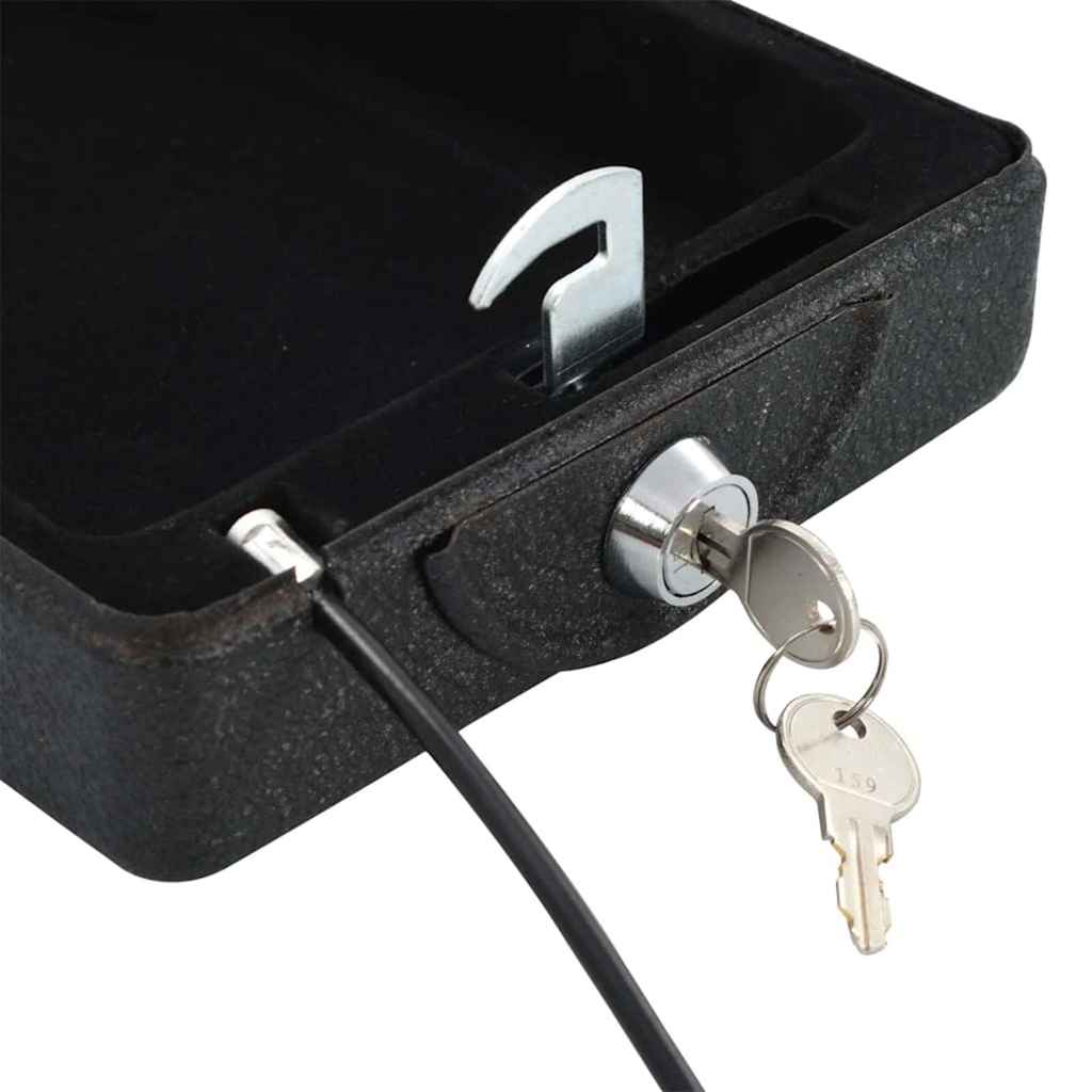 Car Safe with Lock Black 22 x 16 x 7 cm Steel