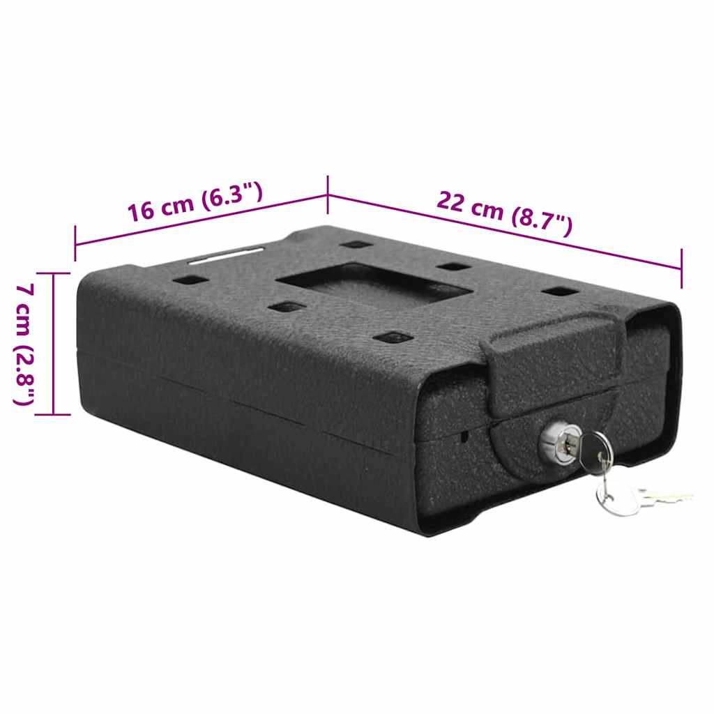 Car Safe with Lock Black 22 x 16 x 7 cm Steel