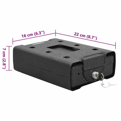 Car Safe with Lock Black 22 x 16 x 7 cm Steel