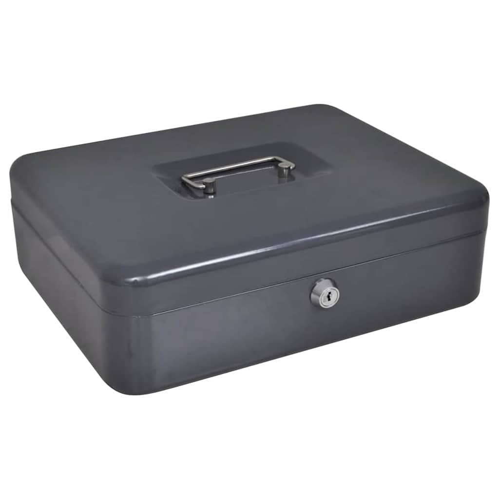 Cash Box with Lock Dark grey 30 x 24 x 9 cm Steel