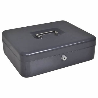 Cash Box with Lock Dark grey 30 x 24 x 9 cm Steel