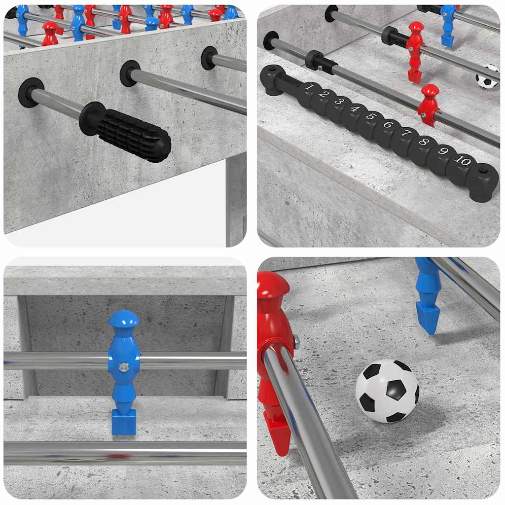 Foosball Table Concrete Grey 125 x 60.5 x 80 cm Engineered Wood