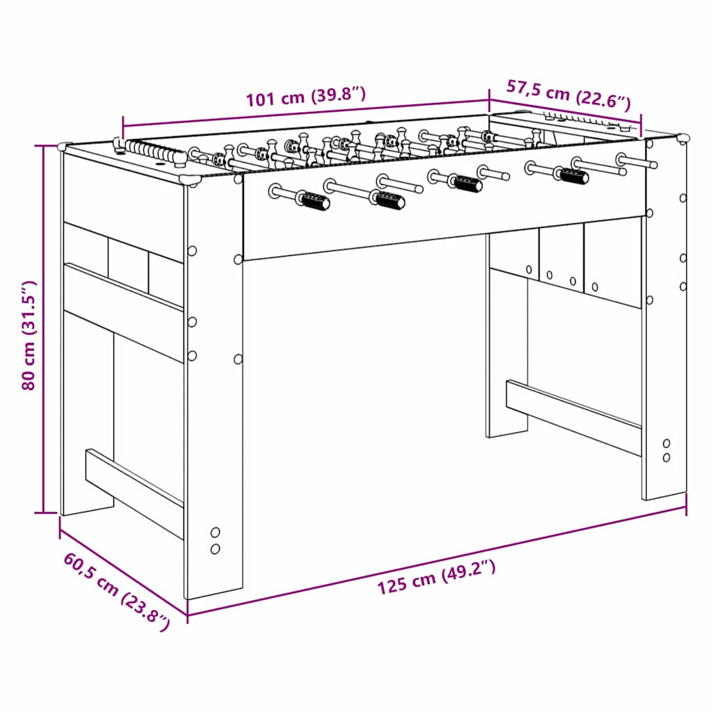 Foosball Table Concrete Grey 125 x 60.5 x 80 cm Engineered Wood