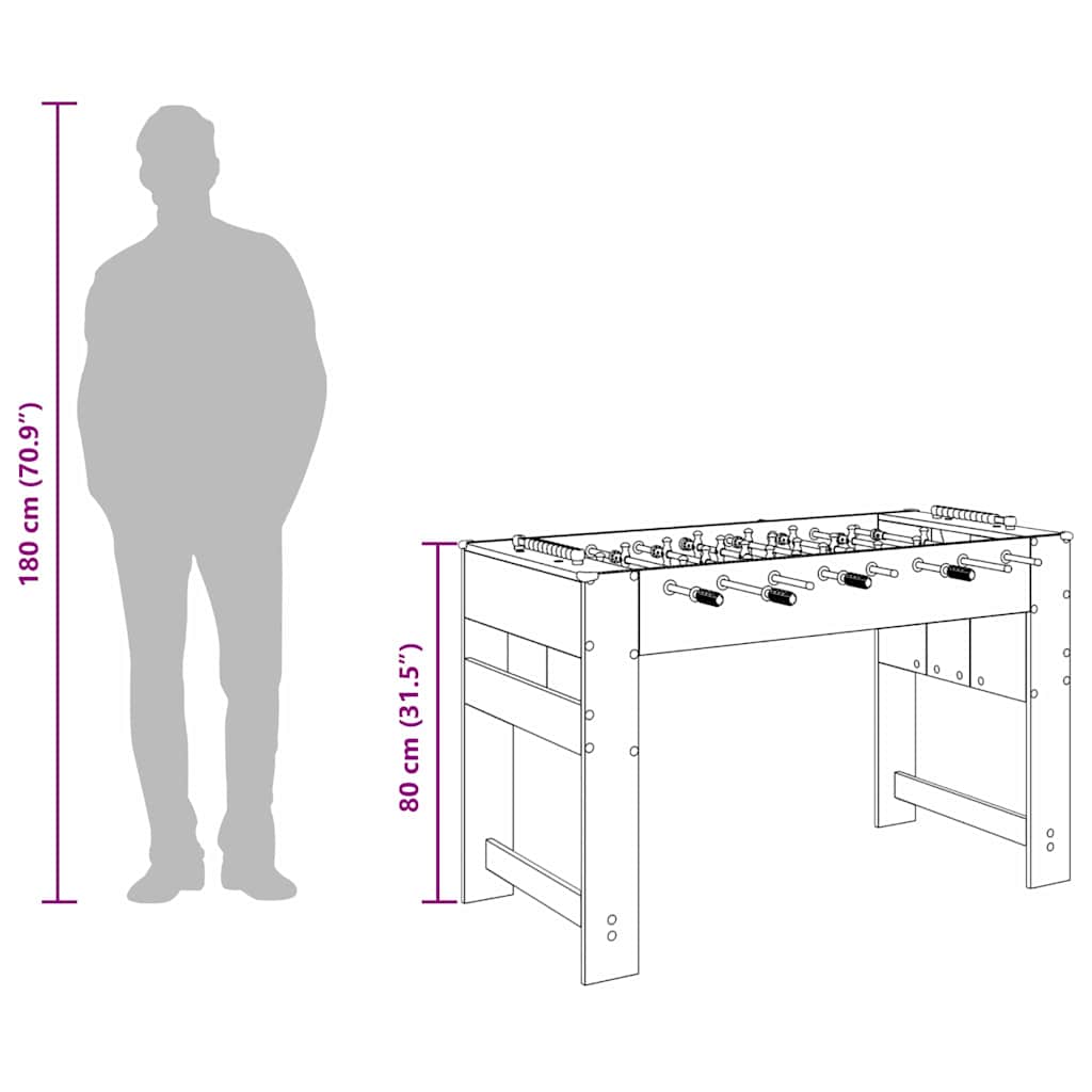 Foosball Table Smoked Oak 125 x 60.5 x 80 cm Engineered Wood