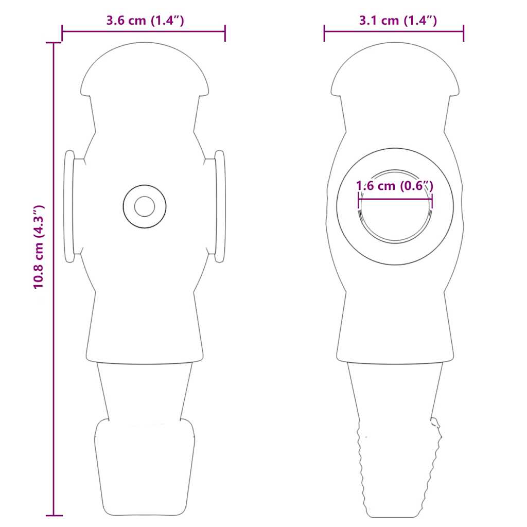 Football Table Players for 3.6 x 3.1 x 10.8 cm Rod 24 pcs