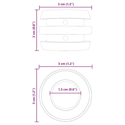 Football Table Bumpers 3 x 3 x 2 cm Rod 16 pcs Black