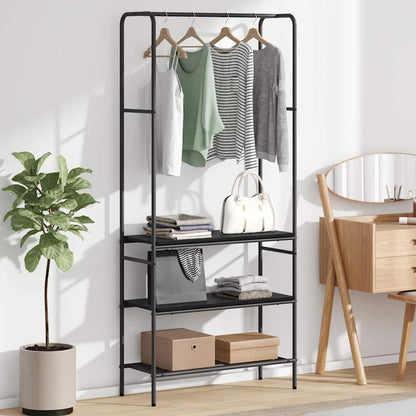 Clothes Rack Black Oak 77 x 30 x 171 cm Engineered Wood