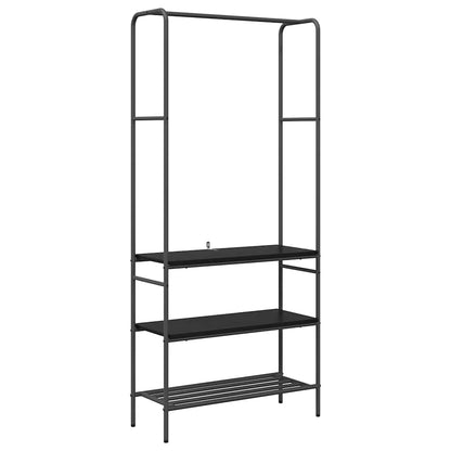 Clothes Rack Black Oak 77 x 30 x 171 cm Engineered Wood