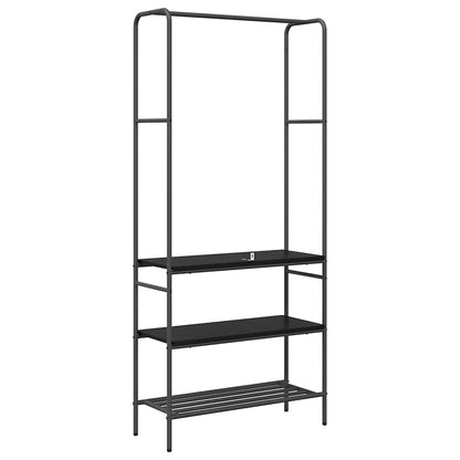 Clothes Rack Black Oak 77 x 30 x 171 cm Engineered Wood