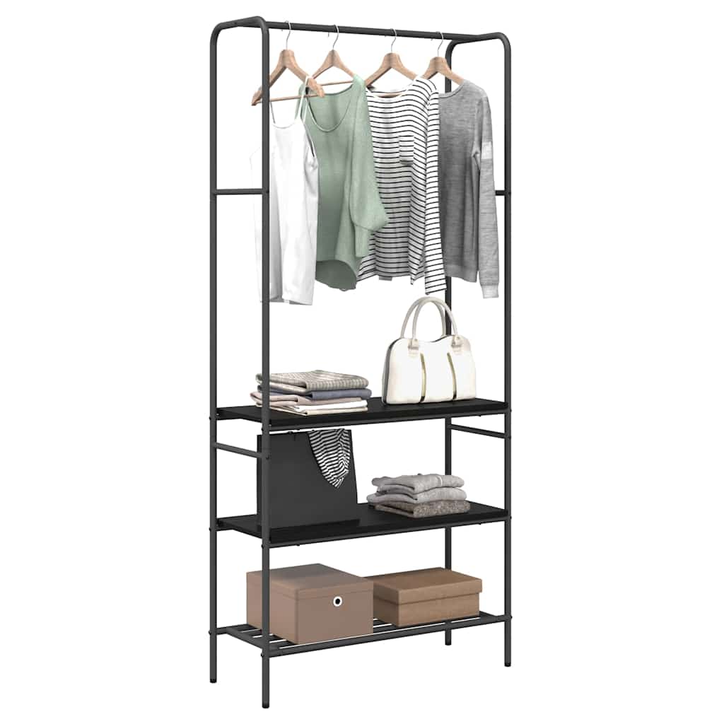 Clothes Rack Black Oak 77 x 30 x 171 cm Engineered Wood