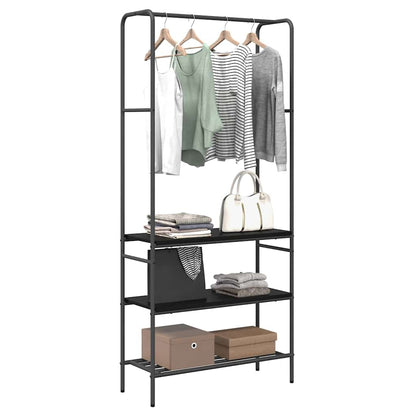 Clothes Rack Black Oak 77 x 30 x 171 cm Engineered Wood