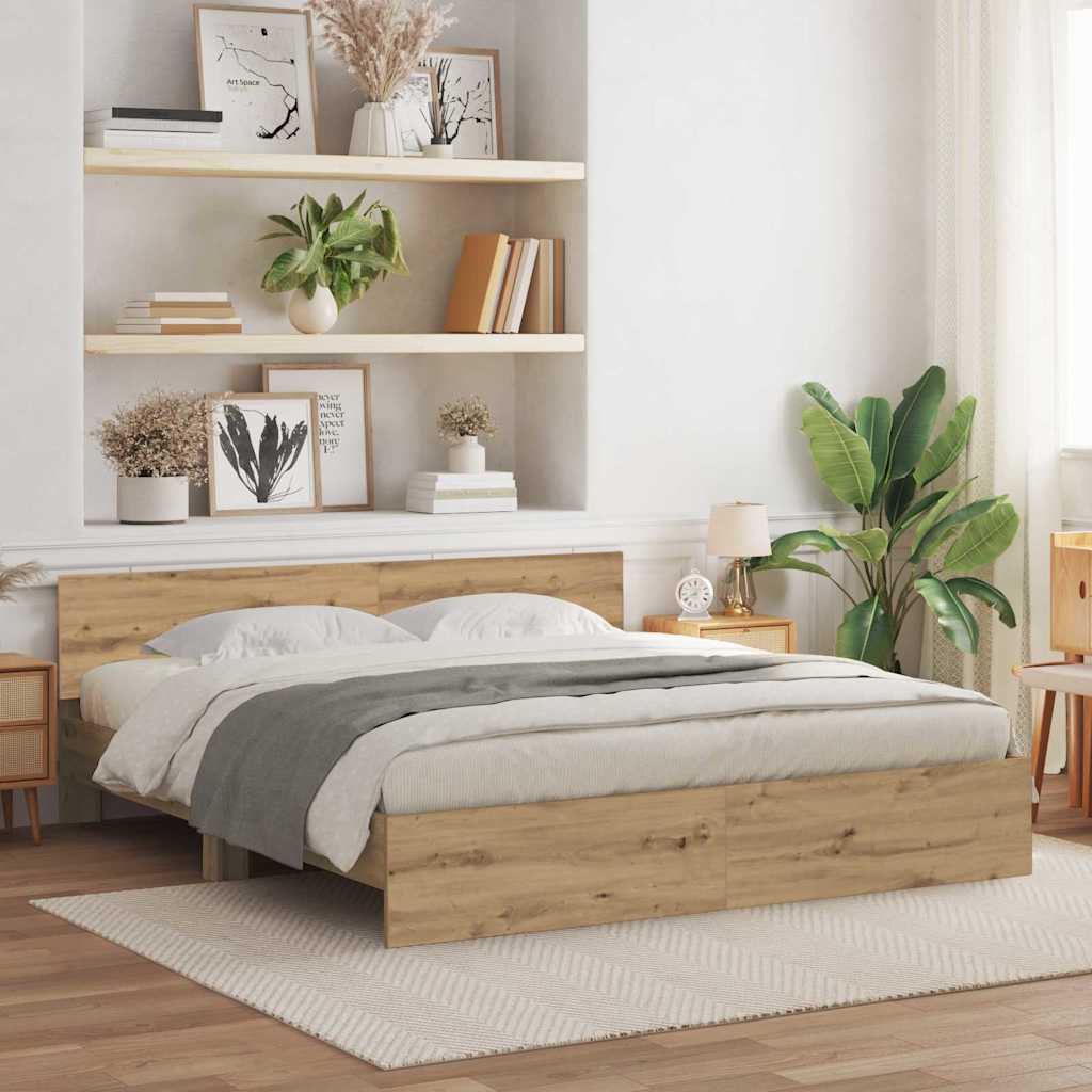 Bed Frame with Headboard Artisan Oak 203 x 185 x 70 cm