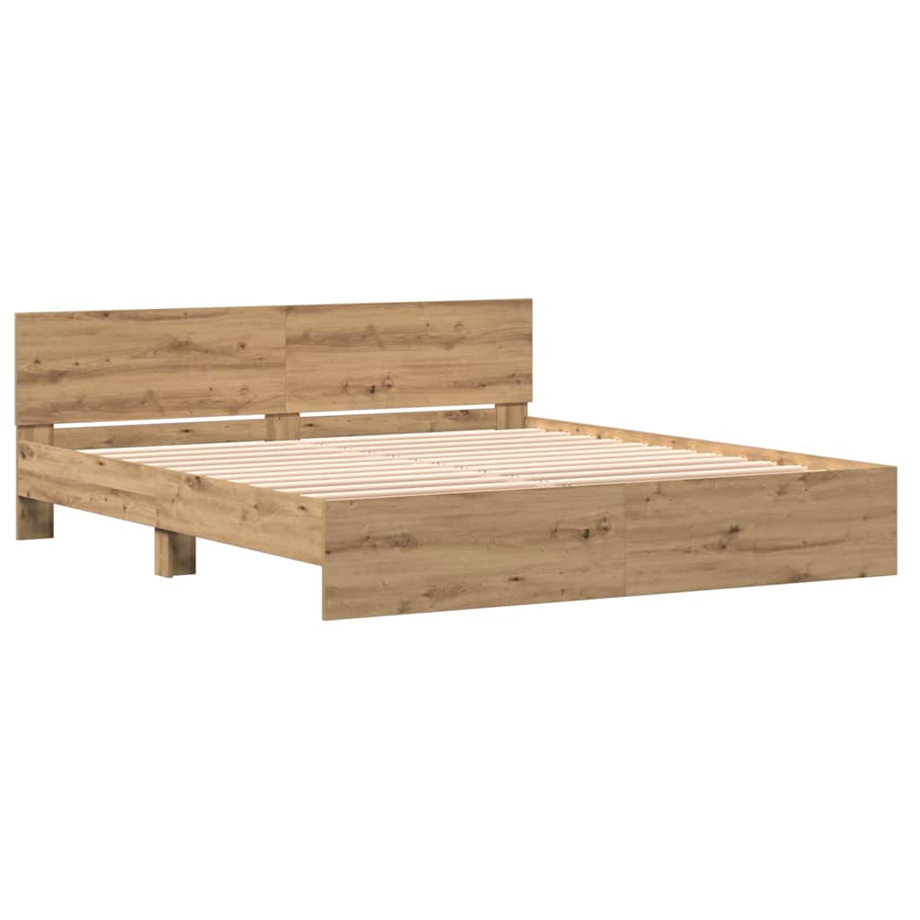 Bed Frame with Headboard Artisan Oak 203 x 185 x 70 cm