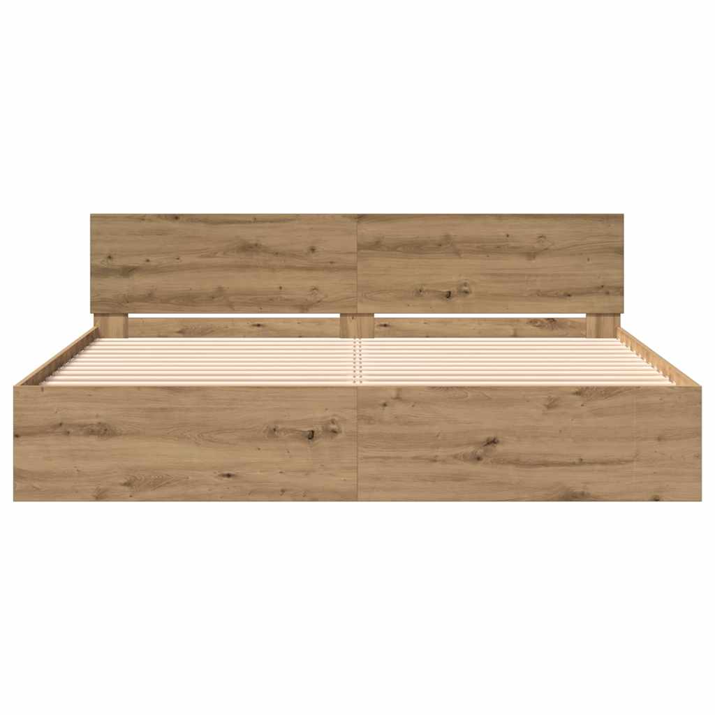 Bed Frame Artisan Oak 203 x 185 x 70 cm Engineered Wood