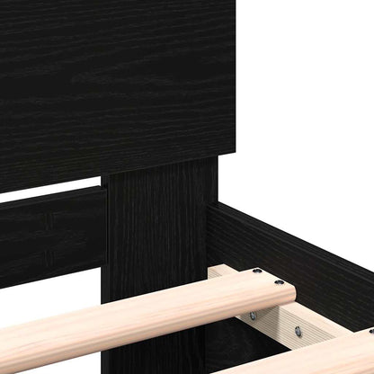 Bed Frame Black Oak 203 x 185 x 70 cm Engineered Wood