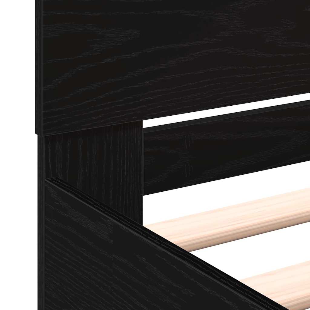 Bed Frame Black Oak 203 x 185 x 70 cm Engineered Wood