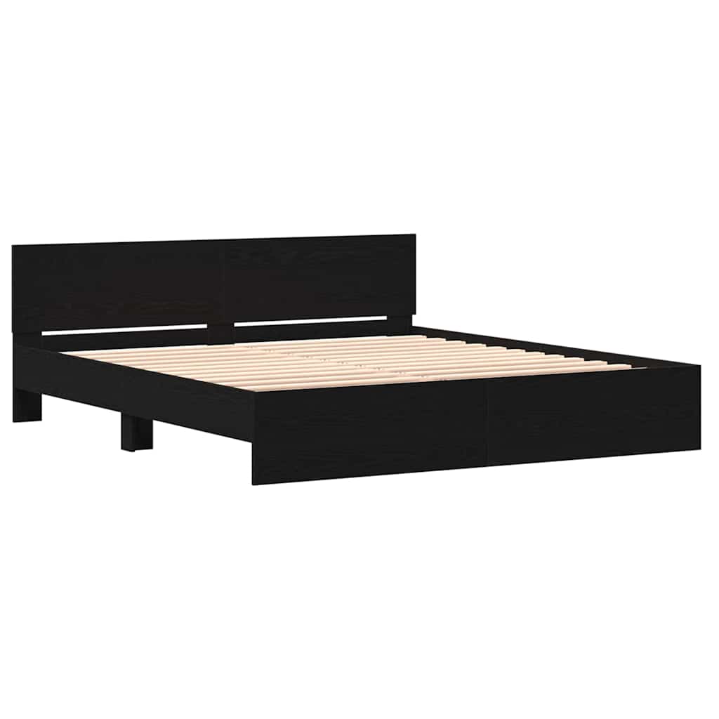 Bed Frame with Headboard Black Oak 203 x 185 x 70 cm