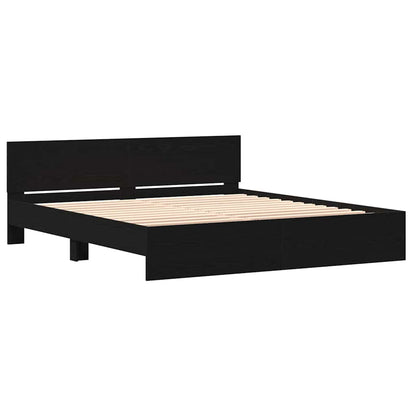 Bed Frame with Headboard Black Oak 203 x 185 x 70 cm