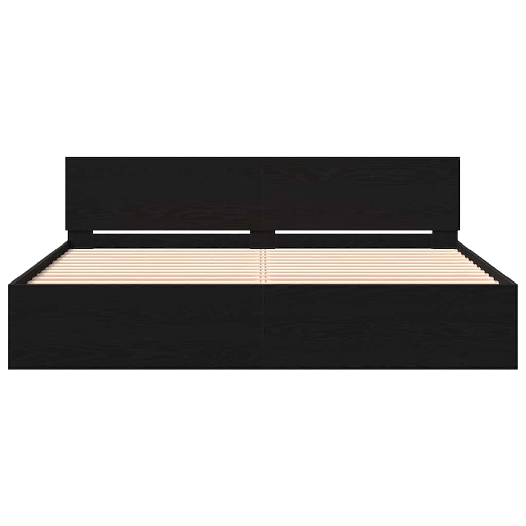 Bed Frame with Headboard Black Oak 203 x 185 x 70 cm