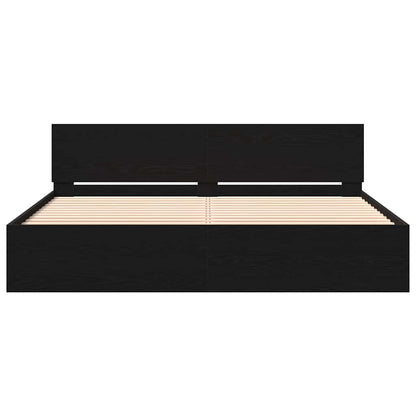Bed Frame with Headboard Black Oak 203 x 185 x 70 cm