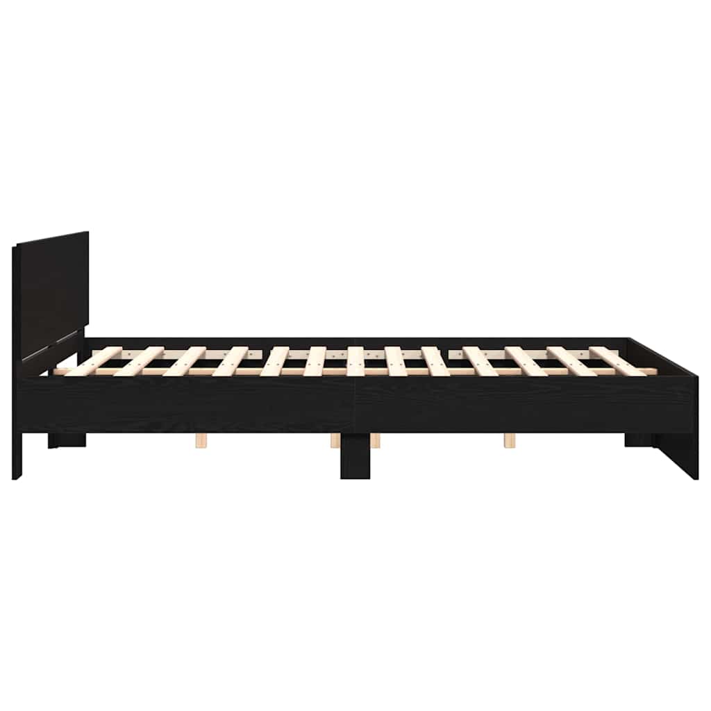 Bed Frame with Headboard Black Oak 203 x 185 x 70 cm