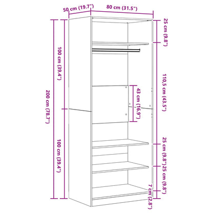 Wardrobe Artisan Oak 80 x 50 x 200 cm Engineered Wood